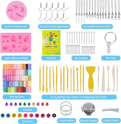 Polymer Clay Set, 72 Color Oven Bake Modeling Clay Set with Sculpting Tools and Accessories, Modeling Clay for Kids,Ideal DIY Clay Art Set for Kids Beginners Artists