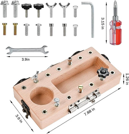 Montessori Screwdriver Board Set with Lock and Key, Montessori Toys for 3 4 5 Year Old, Wooden Screw Driver Activities Tools, Fine Motor Skills Preschool Learning Sensory Toy