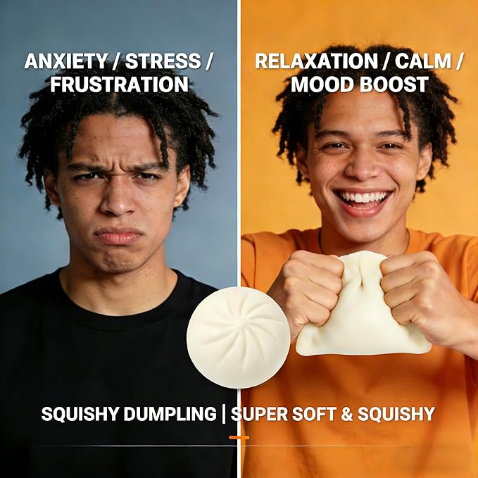Squishy Dumpling Mystery Box - Stress Relief Fidget Toy, Easter Basket Stuffers for Kids Teens Adults, Sensory Anxiety Relief Squeeze Toys for Boys and Girls, Dumpling Squishy Toy Gifts