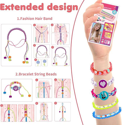 SINUJE Friendship Bracelet Making Kit for Girls - Glow in The Dark Crafts for Girls - Arts and Crafts for Kids Age 8-12 String Bracelets Maker Craft - Gifts for 7 9 10 11 Year Old Girl - Deep Pink