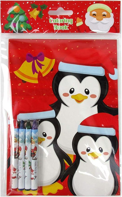 TINYMILLS Christmas Holidays Coloring Book Crayon Set for Kids Party Favors with 12 Coloring Books and 48 Crayons for Christmas Goody Bag Stuffers For Kids Holiday Party Gift Rewards Carnival Prizes