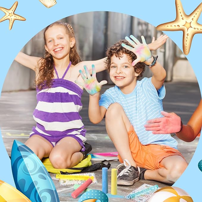 36 Pcs End of Year Student Gifts 12 Sidewalk Chalk 12 Mini Bubble Wands Gift 12 Chalk Full of Fun Blessing Card for Party Supplies Classroom Kids Kindergarten Graduation(Circular Style)