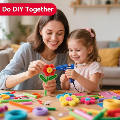 500 Pcs Pipe Cleaners for Crafts – 2 Colors Chenille Stems with Glue Guns & Tape Measure – Perfect for DIY Projects, Holiday & Room Decorations, Arts and Crafts Activities (Red, 12in x 8mm)