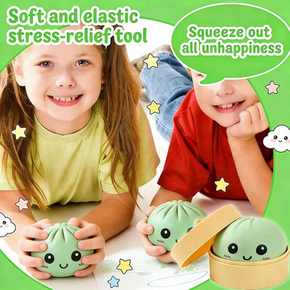 Dumpling Squishy Mystery Box, Super Soft Slow Rising TPR Tear-Resistant Smiley Face Dumpling Toy, Fidget Sensory Toys for Easter Basket Stuffers, Parties, Classroom Prizes Adults Kids (Green)