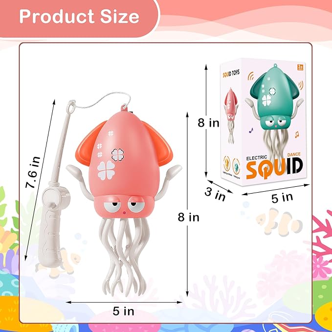 Plnmlls Dancing Octopus Toy,Tummy Time Toys,with Music and LED Light,Built-in Rechargeable Battery and Volume Can be Turned Off for 6-12 12-18 36 Months Walking Toddler Birthday Gift(Pink)