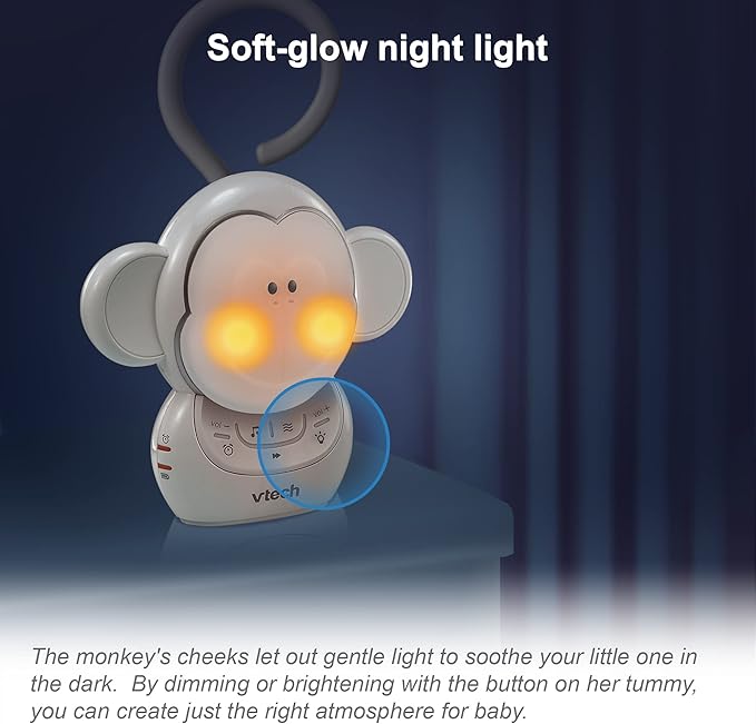 VTech DM1411 Audio Baby Monitor & Portable Soother Dual-Unit Rechargeable Battery, Long Range, Soft-Glow Night Light, Soothing Sounds & Lullabies, Digital Wireless Transmission, Sound Indicator