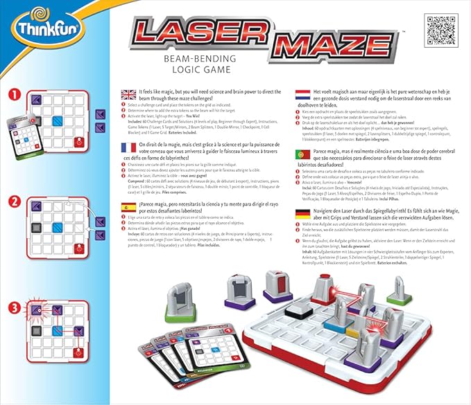 Think Fun Laser Maze (Class 1) Brain Game and STEM Toy for Boys and Girls Age 8 and Up – Award Winning and Mind Challenging Game for Kids (44001014)