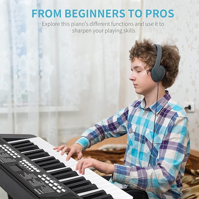 Piano Keyboard for Beginners, 37 Keys Kids PIano, Built-in 1200mA Rechargeable Battery Electronic Piano Keyboards Portable Music Keyboard Pianos with Mic LED Screen Teaching Gift for Beginner, Black