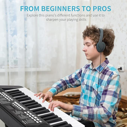 Piano Keyboard for Beginners, 37 Keys Kids PIano, Built-in 1200mA Rechargeable Battery Electronic Piano Keyboards Portable Music Keyboard Pianos with Mic LED Screen Teaching Gift for Beginner, Black