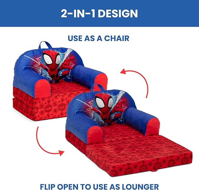 Delta Children - Spidey and His Amazing Friends Cozee Buddy Flip-Out Kids Chair, Red