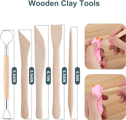Clay Tools Kit, 25 PCS Polymer Clay Tools, Ceramics Clay Sculpting Tools Kits, Air Dry Clay Tool Set for Adults, Kids, Pottery Craft, Baking, Carving, Drawing, Dotting, Molding, Modeling, Shaping