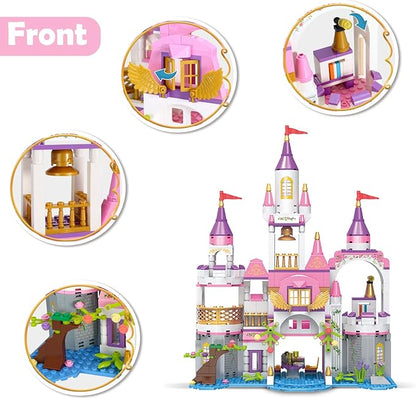 BRICK STORY Dream Girls Princess Castle with Carriage Building Blocks 516 Pieces Pink Castle Toys for Girls 6-12 Years Old Palace Creative STEM Building Toys Gift for Kids Birthday Christmas