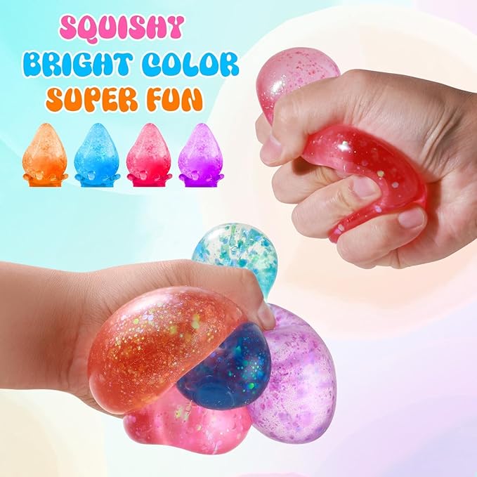 Fidget Toys Stress Cube, Cube Squishies Anxiety Stress Relief, Ice Squishy Stress Cube-Drop Malt Sugar Balls, Sensory Toys for Kids with Autism, Fidgets for Classroom Prize Toys (1pack Pink)
