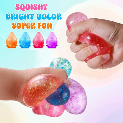 Fidget Toys Stress Cube, Cube Squishies Anxiety Stress Relief, Ice Squishy Stress Cube-Drop Malt Sugar Balls, Sensory Toys for Kids with Autism, Fidgets for Classroom Prize Toys (1pack Pink)