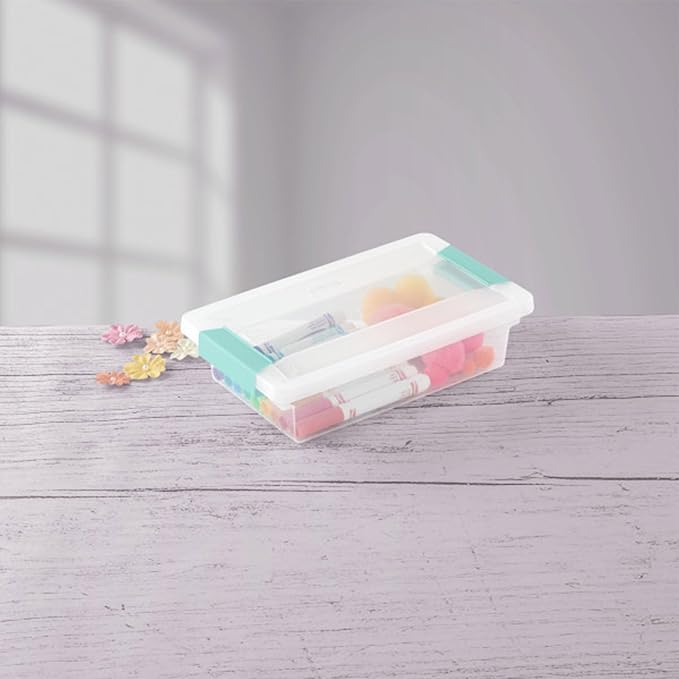 Sterilite 30-Pack Clip Box, Stackable Clear Plastic Bins with Latching Lids, Small - Writing, Arts or Crafts Supplies Storage Containers for Home, Office, Classroom and Workshop Organization