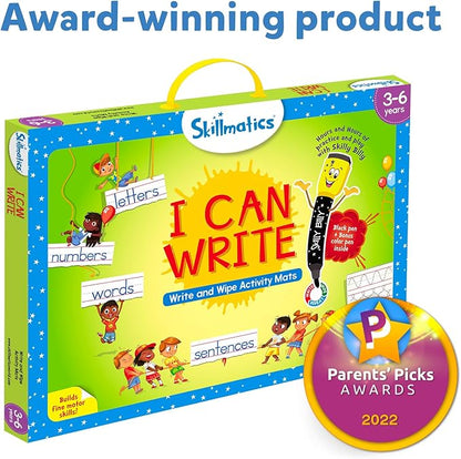 Skillmatics I Can Write, Preschool Learning Activities, Educational Toy and Game, Back to School Supplies, Reusable Activity Mats, Gifts for Students, Kids, Ages 3, 4, 5, 6