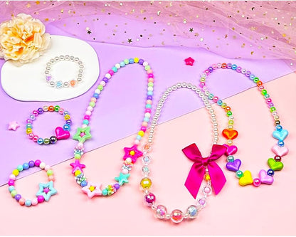 Necklaces and Bracelets for Girls, Little Girl Princess Pretend Play and Dress Up Jewelry Set, Party Favors Jewelry for Kids, Little Princess Jewelry Gift, 6 Sets
