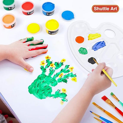 Shuttle Art Washable Finger Paint, 44 Pack Kids Paint Set with 36 Colors Toddler Paints(30ml, 1oz) for Toddlers, Paint Brushes, Finger Paint Paper Pad, Palette, Non Toxic Paint for Kids Art & Craft