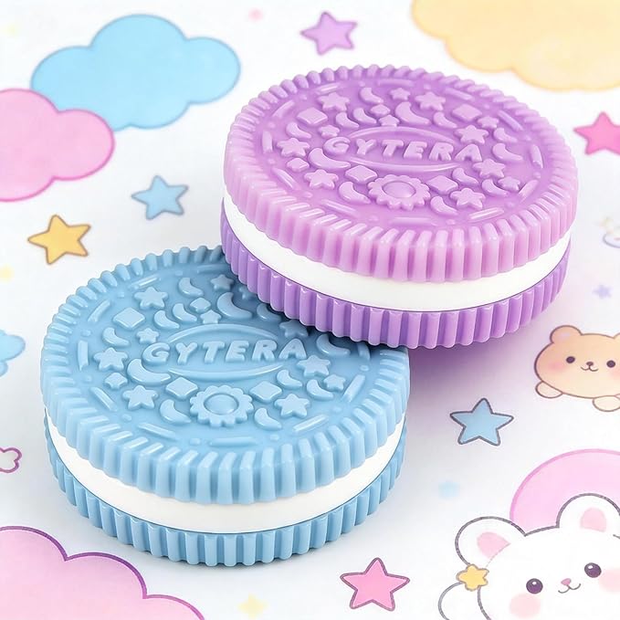 Gytera Sticky Cookie Squishies Fidget Toys Adults, Squeeze Toys Fidget Toys for Autism, Stress Balls for Adults Fidgets Birthday Easter Basket Stuffers(2 Pack Green Purple)