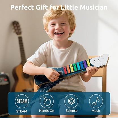 Science Can STEM Science Kit for Kids Age 8-12, DIY Electronics Guitar Building Kit, 3D Wooden Puzzles Musical Instruments, Engineering Kits Birthday Gift for Boys & Girls Ages 8+