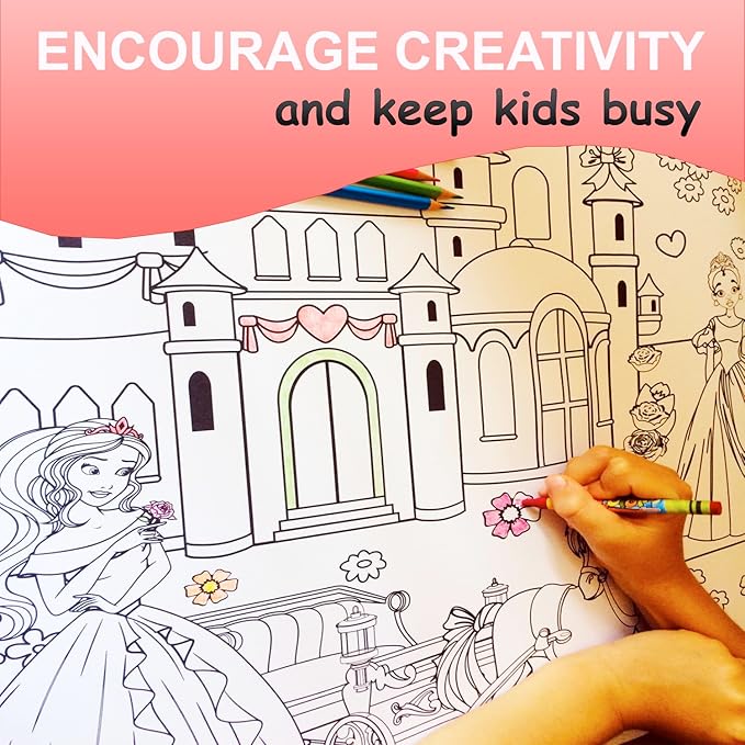 ALEX Art, Giant Coloring Poster - Princess Huge Posters to Color - Large Coloring Poster for Wall - Coloring Posters for Kids - Giant Coloring Pages - Jumbo Coloring Poster, Big 38.5" x 26"