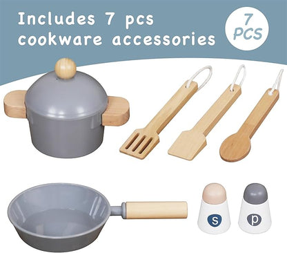 Kitchen Toy Playset for Kids, Electronic Play Stove with Light&Sounds, Pretend Play Cooking Toys Kitchen Set with Cookware Accessories,Toddler Toy Kitchens Festival Gift for 3+ Year Old Girls Boys