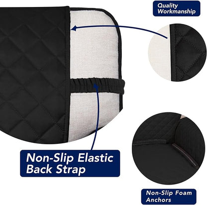 PureFit Reversible Quilted Sofa Cover, Water Resistant Slipcover Furniture Protector, Washable Couch Cover with Non Slip and Elastic Straps for Kids, Dogs, Pets (Oversized Chair, Black/Black)
