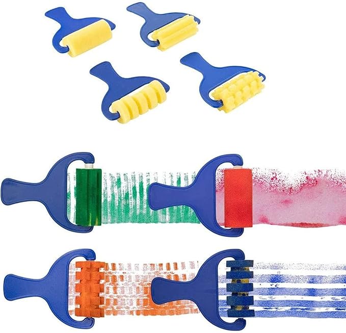 36 Piece Kids Painting Kit for Arts and Crafts with Foam Paint Brushes, Rollers and Stamps