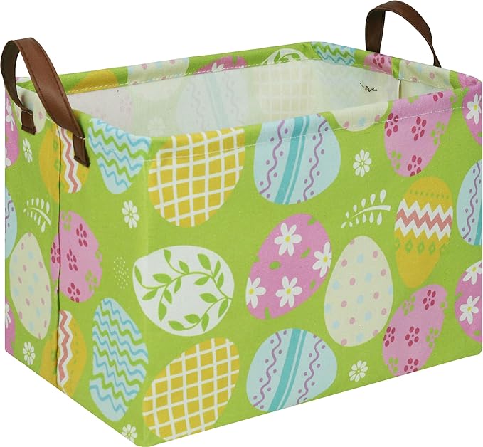 NTAOHAMPER Rectangular Green Easter Basket,Easter Gift Basket Empty,Toys/Books Box,Room Decor(Green Easter Egg)