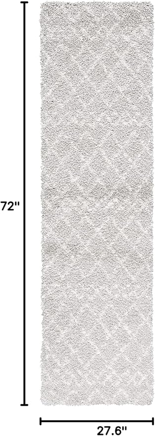 SAFAVIEH Berber Shag Collection Runner Rug - 2'3" x 6', Light Grey & Cream, Moroccan Design, Non-Shedding & Easy Care, 1.2-inch Thick Ideal for High Traffic Areas in Living Room, Bedroom (BER165B)