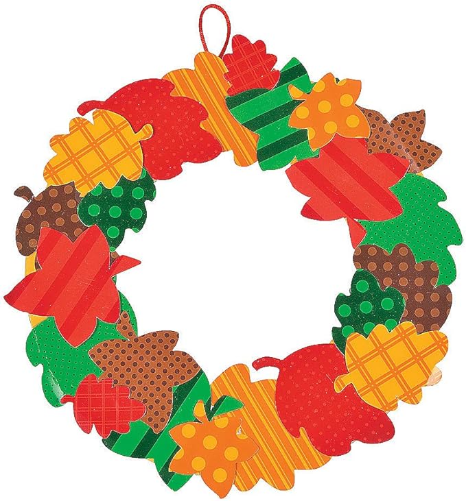Fall Leaves Paper Wreath Craft Kit -12 - Crafts for Kids and Fun Home Activities