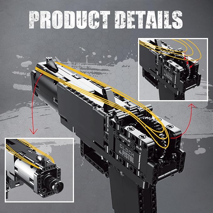 Mould King 14008 Gun Building Block Toy, Assembly Gun Building Block Toy for Kids Age 8+, 288+ Pieces Handgun Building Blocks Toy Gifts for Boys and Girls