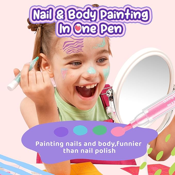 Face Painting Kit for Kids Makeup Set Toys, Washable Marker Girls Make Up Face Body Tattoo Pens, Toddler Toy Makeup Cosmetic for Ages 4-12 Year, Winter Gift for Pretend Play Dress Up Party