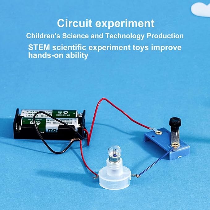 Electrical Circuit Experiment Kit, Small Bulb Lights Up Kit Basic Physic Science Playset Educational Kit A OneSize Science Kits and Toys Flash Cards Learning and Education