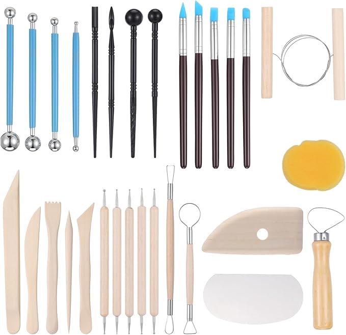 Clay Tools 43PCS Pottery Tools Clay Sculpting Tools Polymer Clay Tools Kit Ceramic Tools for DIY Handcraft Modeling Clay Carving Tools Set