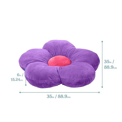 ECR4Kids SoftZone Flower Floor Pillow, Seating Cushion, Purple