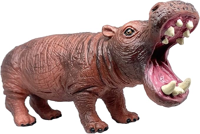 Gemini&Genius Safari Animal Toys, Hippo Figurine Toy, Wildlife World Action Figures, Great Gifts, Collection, Cake Topper, Storytelling Props and Room Decor for Kids 4 Years Old and Up