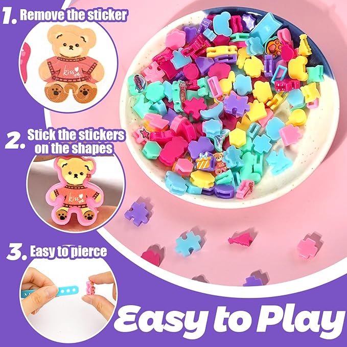 Ambesi DIY Bracelet Making Kit, 12 Pcs Silicone Wristband, Charm Friendship Bracelet Kit for Girls Ages 3+ Years Old, Arts & Crafts Toy, Crafts Gifts Set for Girls Kids Birthday Gift