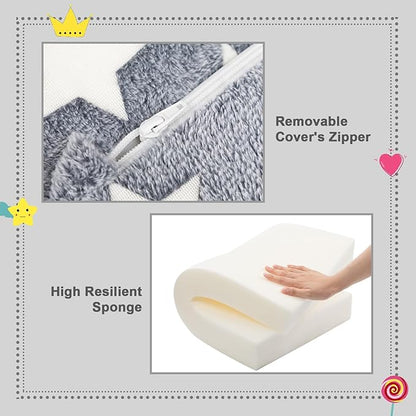 ALIMORDEN 2-in-1 Flip Out Cuddly Sherpa Toddler Couch, Convertible Sofa to Lounger, Star