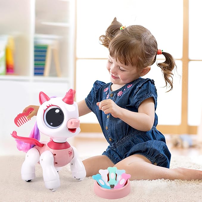 Remote Control Unicorn for Girls - Companion Pet Toys Electronic Pink Pegasus,Music and Waking Robot Christmas Birthday for Children 3 4 5 6 7 8 Years Old