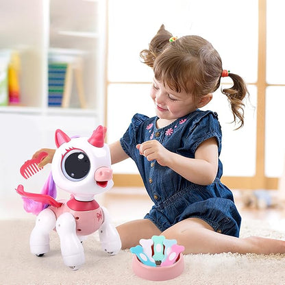 Remote Control Unicorn for Girls - Companion Pet Toys Electronic Pink Pegasus,Music and Waking Robot Christmas Birthday for Children 3 4 5 6 7 8 Years Old