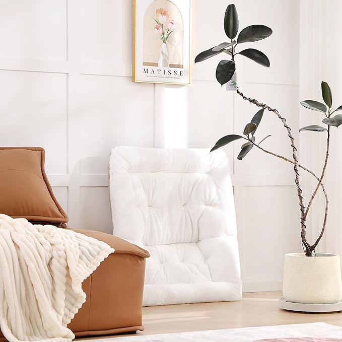 Comfy Saucer Chair with Ottoman, Oversized Folding Faux Fur Chair Soft Furry Lounge Lazy Chair with Metal Frame Moon Chair Accent Chair for Bedroom, Living Room, Dorm Rooms