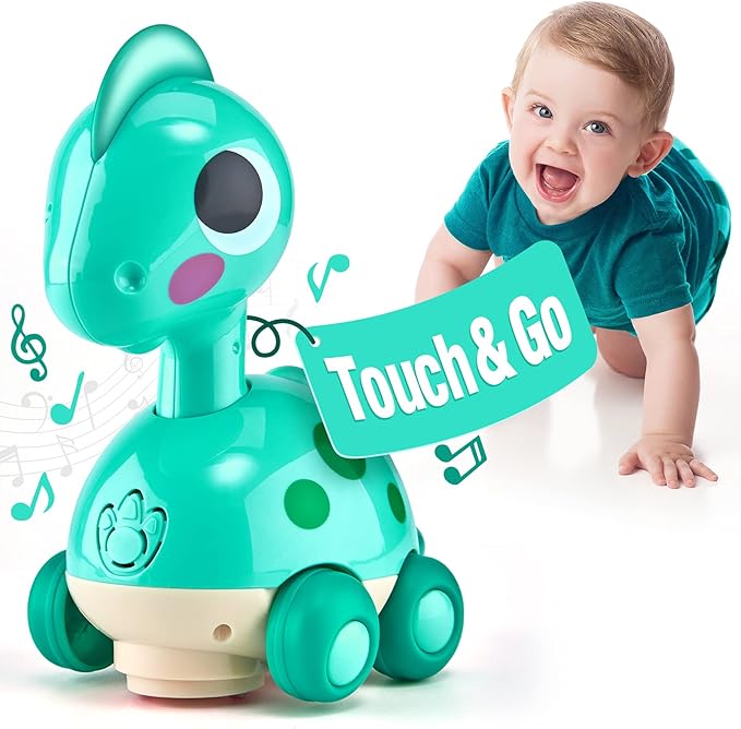 CubicFun Baby Toys 12-18 Months - Touch & Go Musical Light Tummy Time Infant Baby Crawling Toys 12 Months, Toddler Travel Toy for 1 Year Old Boy Birthday Easter Basket Stuffers