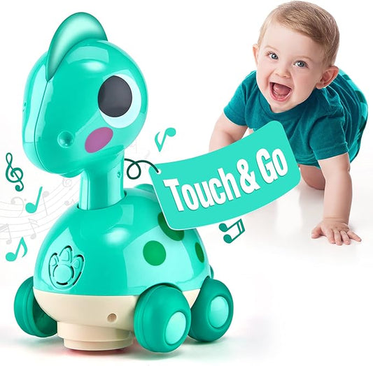 CubicFun Baby Toys 12-18 Months - Touch & Go Musical Light Tummy Time Infant Baby Crawling Toys 12 Months, Toddler Travel Toy for 1 Year Old Boy Birthday Easter Basket Stuffers
