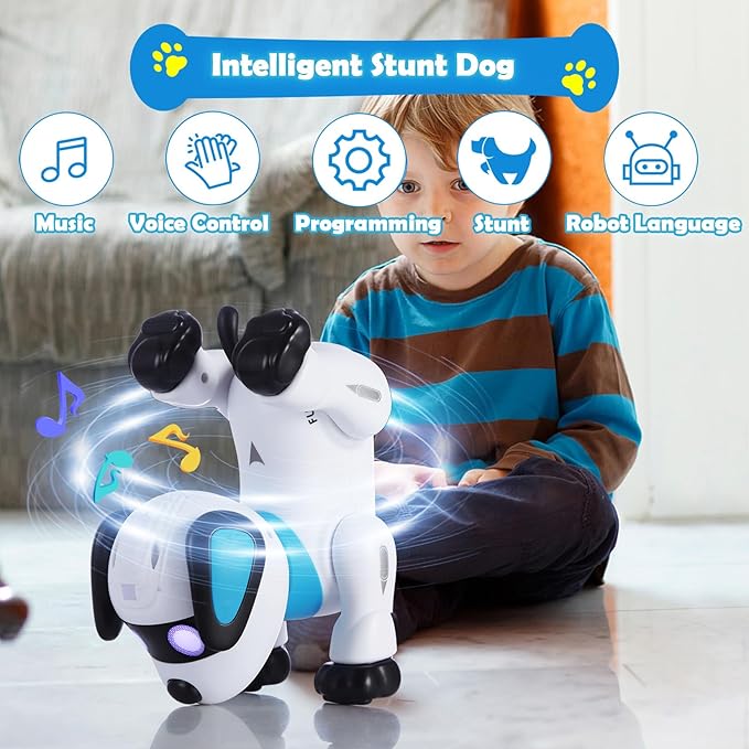 yiman Remote Control Robot Dog Toy – Programmable Smart Robot Dog for Kids 3+, Interactive Dancing & Sound, RC Stunt Toys with LED Eyes, Electronic Pet Toy for Boys & Girls Gifts (Pink)