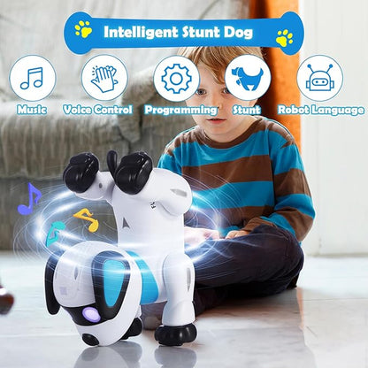 yiman Remote Control Robot Dog Toy – Programmable Smart Robot Dog for Kids 3+, Interactive Dancing & Sound, RC Stunt Toys with LED Eyes, Electronic Pet Toy for Boys & Girls Gifts (Pink)