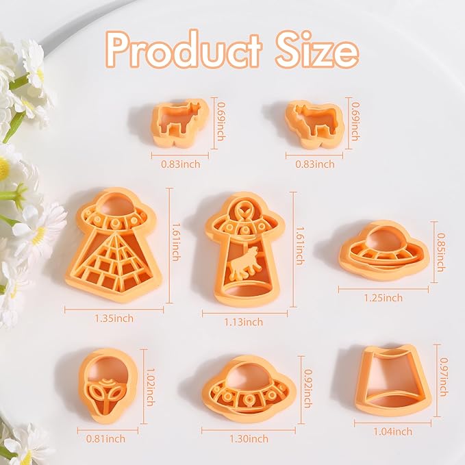 Puocaon Spaceship Polymer Clay Cutters - 8 Pcs Unique Airship Shapes Clay Earrings Making Kit UFO Stud Cutters for Earrings Jewelry Making