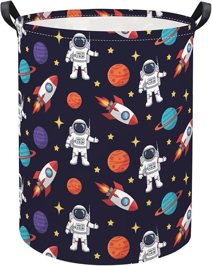 Baby Laundry Basket Kids Hamper Toy Storage Bin for Boys Room Decor Baby Nursery Hamper Gift Baskets for Bedroom Bathroom(Blue Astronaut)