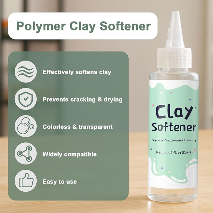 1DFAUL 120ml Polymer Clay Softener, Restore Clay Flexibility, Increase Ductility & Strong Adhesion, for Ceramic Artists, Crafts, and DIY Projects