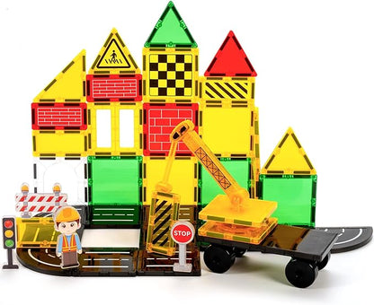 cossy Magnetic Tiles, Magnet Tiles, Magnetic Tiles for Kids Ages 4-8, STEM Toys, Magnet Blocks for Boys and Girls, Creative Building Toys, Engineering and Building Set